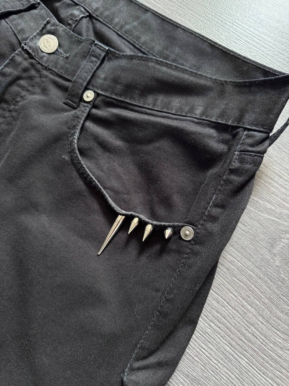 Japanese Brand Y2K Reworked Denim Jeans Spikes Panelled Distressed Wide Size US 32 / EU 48 - 5 Thumbnail