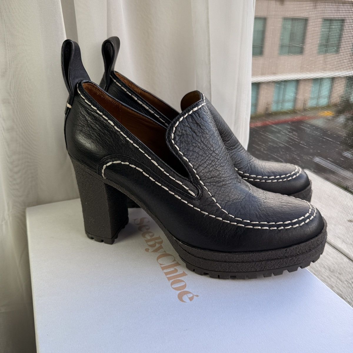 Other See By Chloé Archive Black Leather Platform Loafers Lug Sole Size US 7.5 / EU 40-41 - 1 Thumbnail