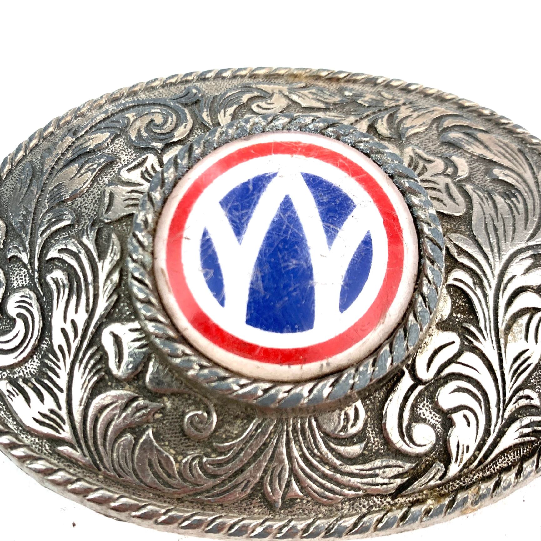 Vintage WW2 US 89th Infantry Division Logo Metal Belt Buckle Ornate Oval Buckle Mens Western Buckle N/A Size ONE SIZE - 3 Thumbnail