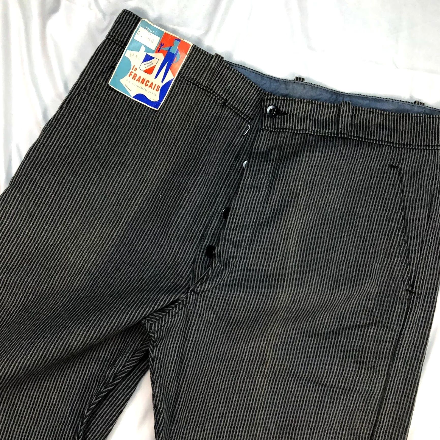 Vintage VINTAGE 1940s Le Francais Pinstripe Work Trousers Deadstock France Trousers 40x32 Mens Size ONE SIZE - 2 Thumbnail