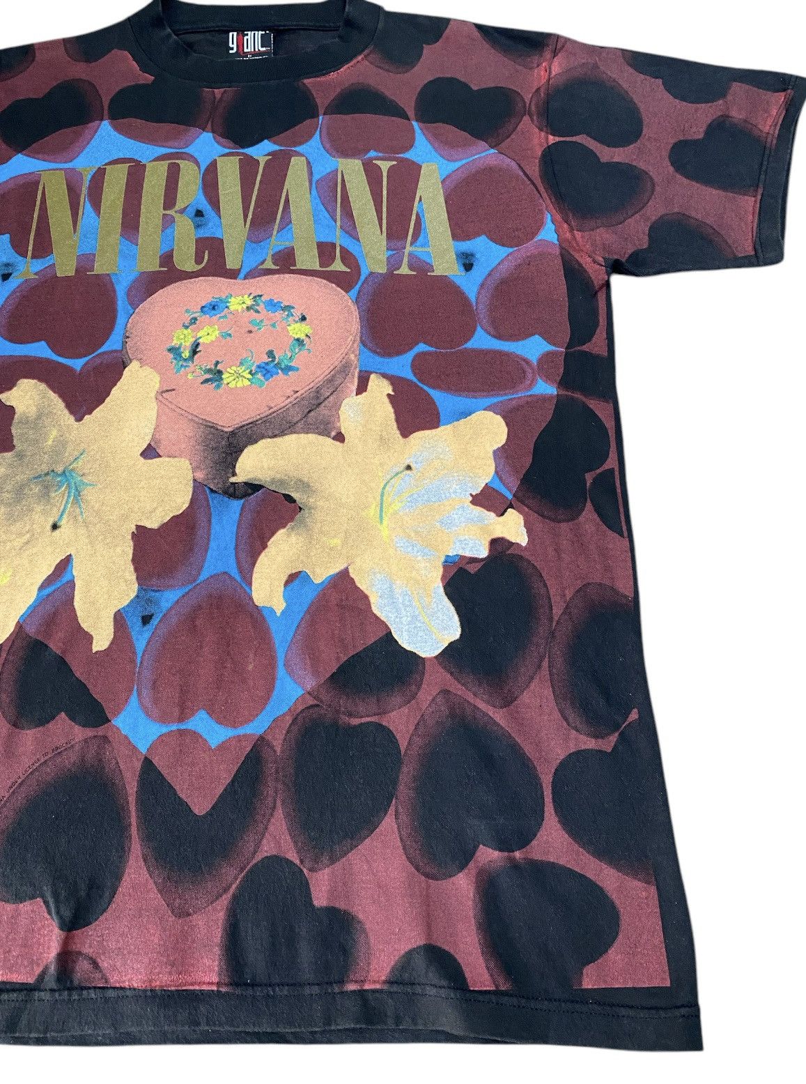 Nirvana × Vintage Vintage 93 Nirvana Heart Shape Box All Over Print Shirt Size US L / EU 52-54 / 3 - 6 Thumbnail