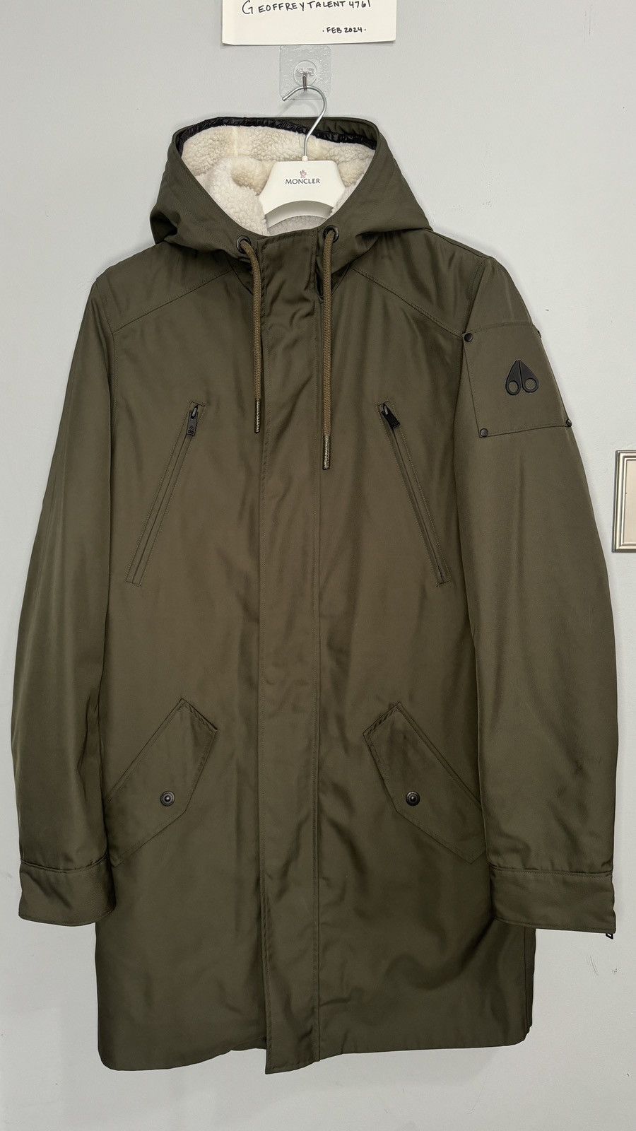 image of Moose Knuckles Olive Green Parka - Size L - Showroom Sample, Men's