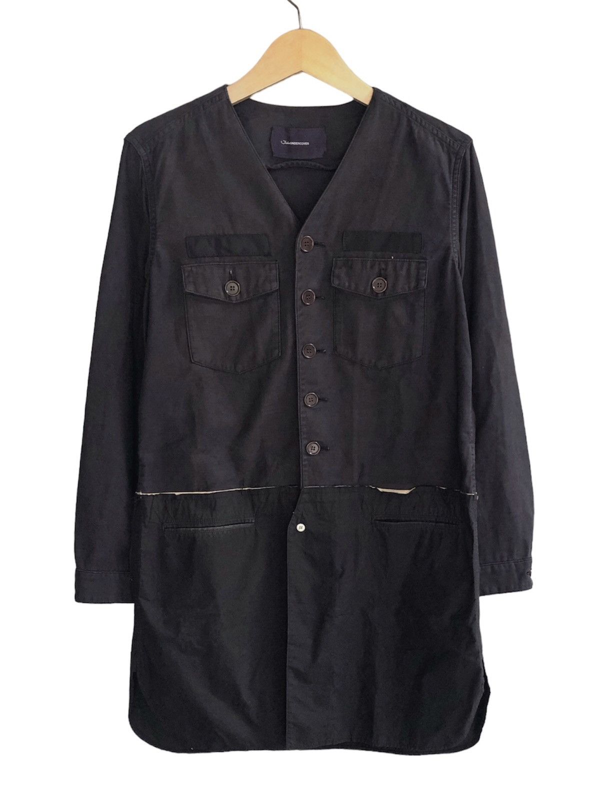 image of John Undercover x Jun Takahashi Undercover Aw16-17 Hybrid Linen Coat Jacket in Black (Size Medium)