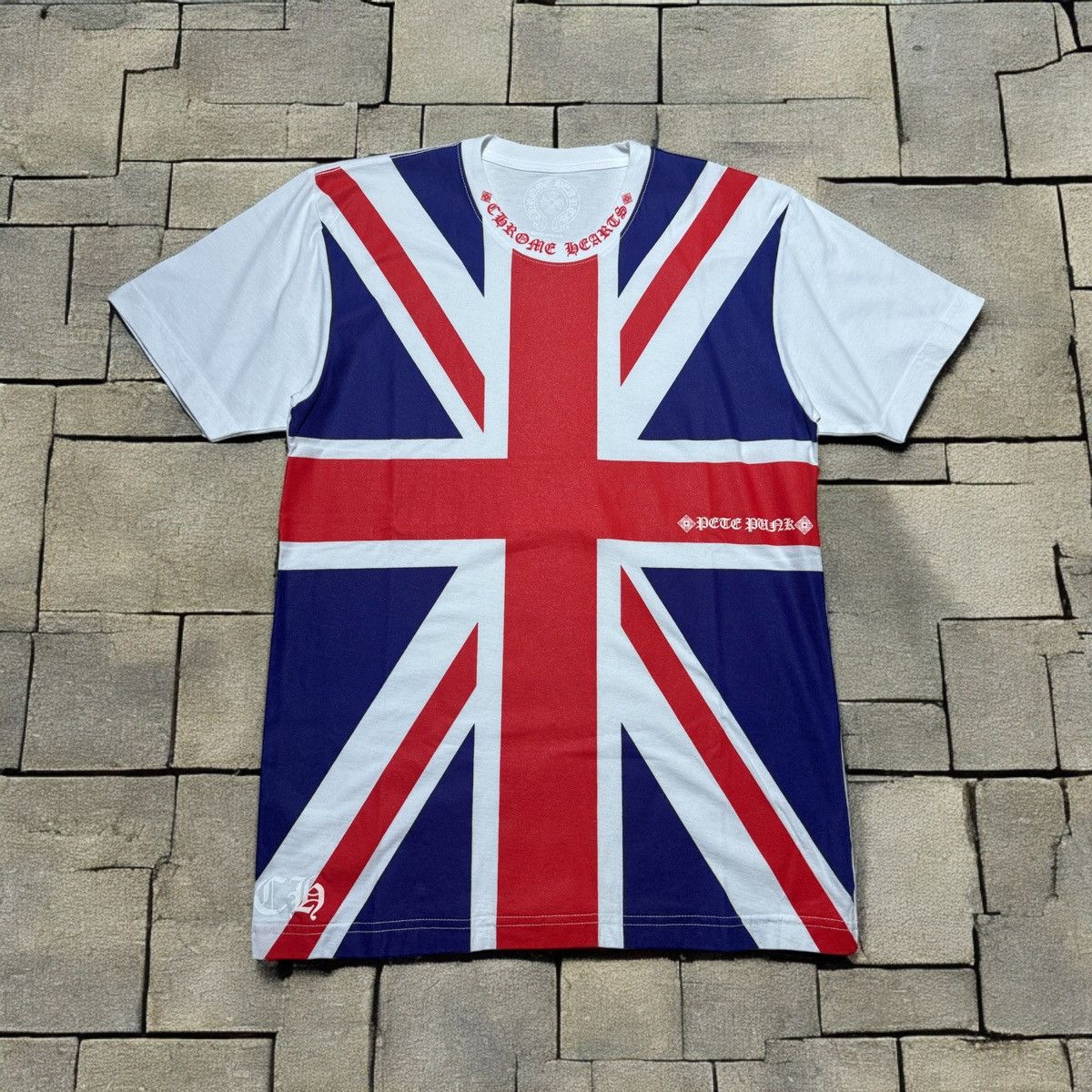 Chrome Hearts Neck Logo SS Tee ★Union Jack England Flag★ Union Jack Tee 