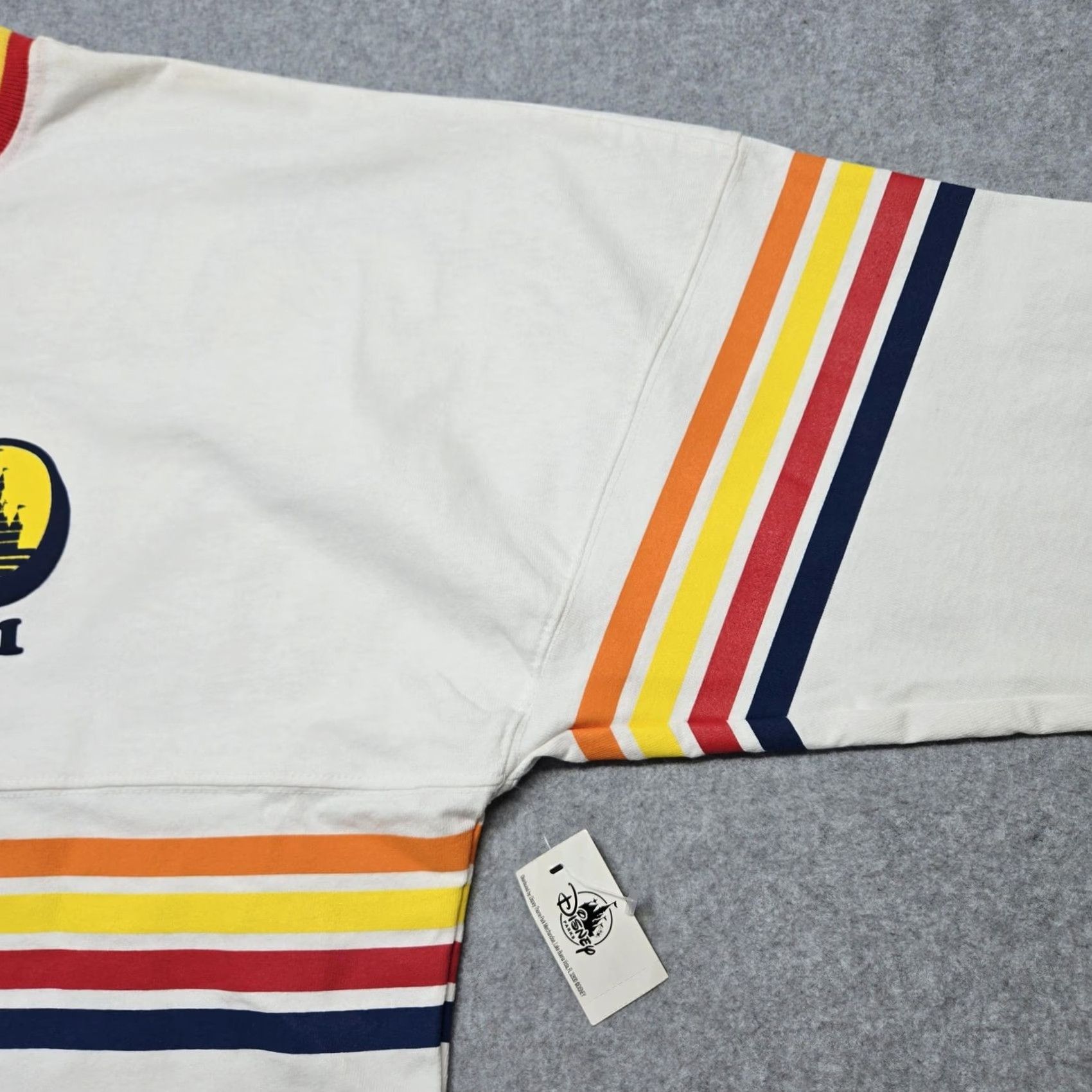 Disney VINTAGE Disney Parks Sweatshirt Womens XS White Pullover Jersey Striped Logo Tagless Size XS / US 0-2 / IT 36-38 - 5 Thumbnail