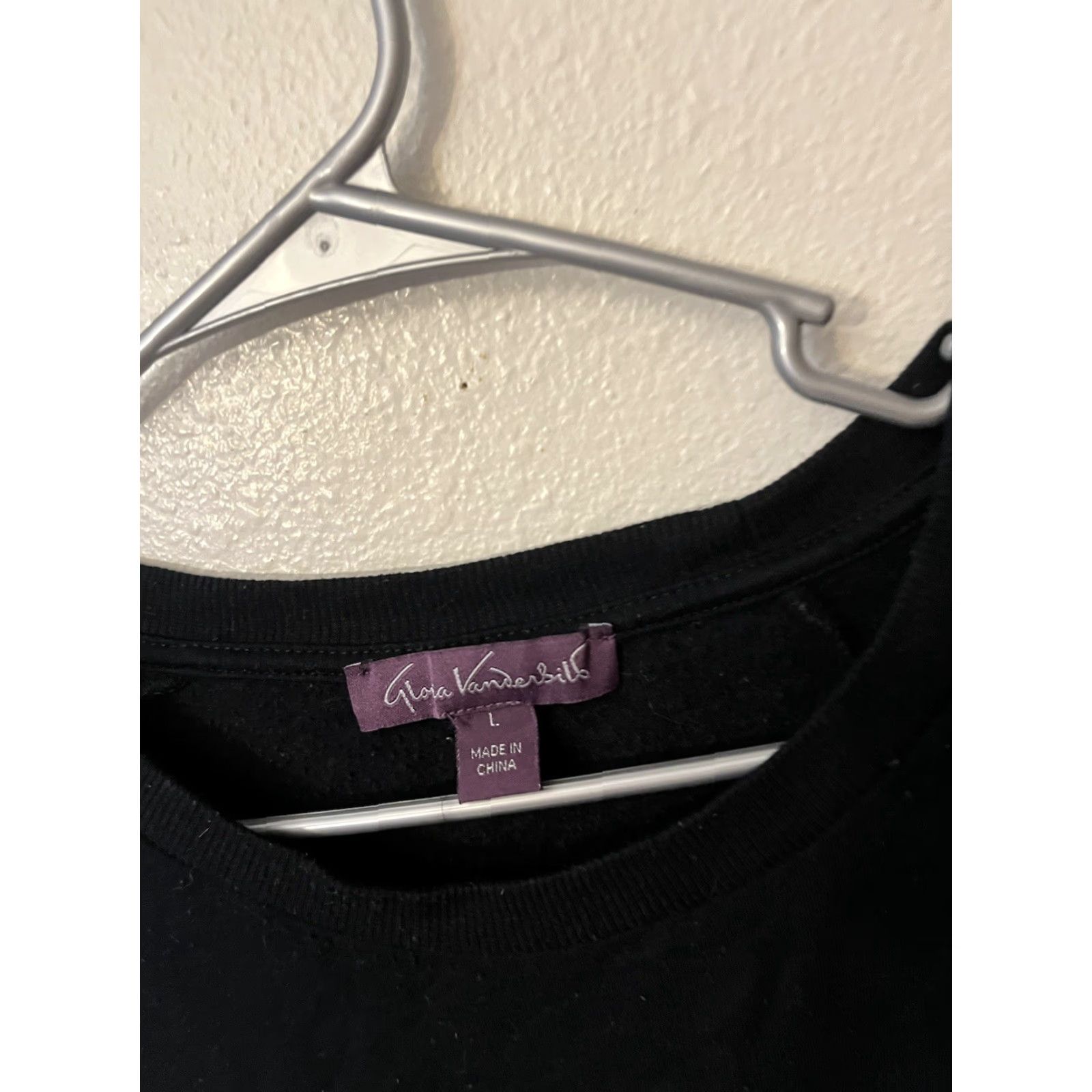 Gloria Vanderbilt Gloria Vanderbilt Sweatshirt Black LS Embellished Crew Neck Lace Size L Women Drk Black All Seasons Casual, Workwear, Travel Size L / US 10 / IT 46 - 3 Thumbnail