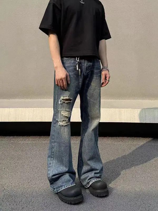 VIBE Vintage ripped straight high street micro flare jeans Size US 30 / EU 46 - 1 Thumbnail