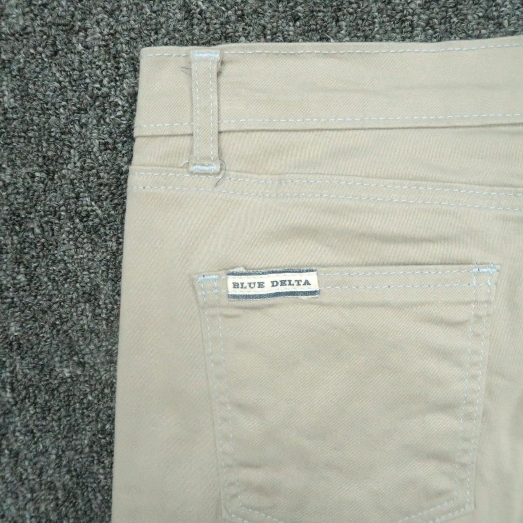 Delta Blue Delta Pants Men 32x29 Khaki Stone 5 Pocket Stretch Chino Cotton Flat Front Regular Inseam 29 Mens Size US 32 / EU 48 - 6 Thumbnail