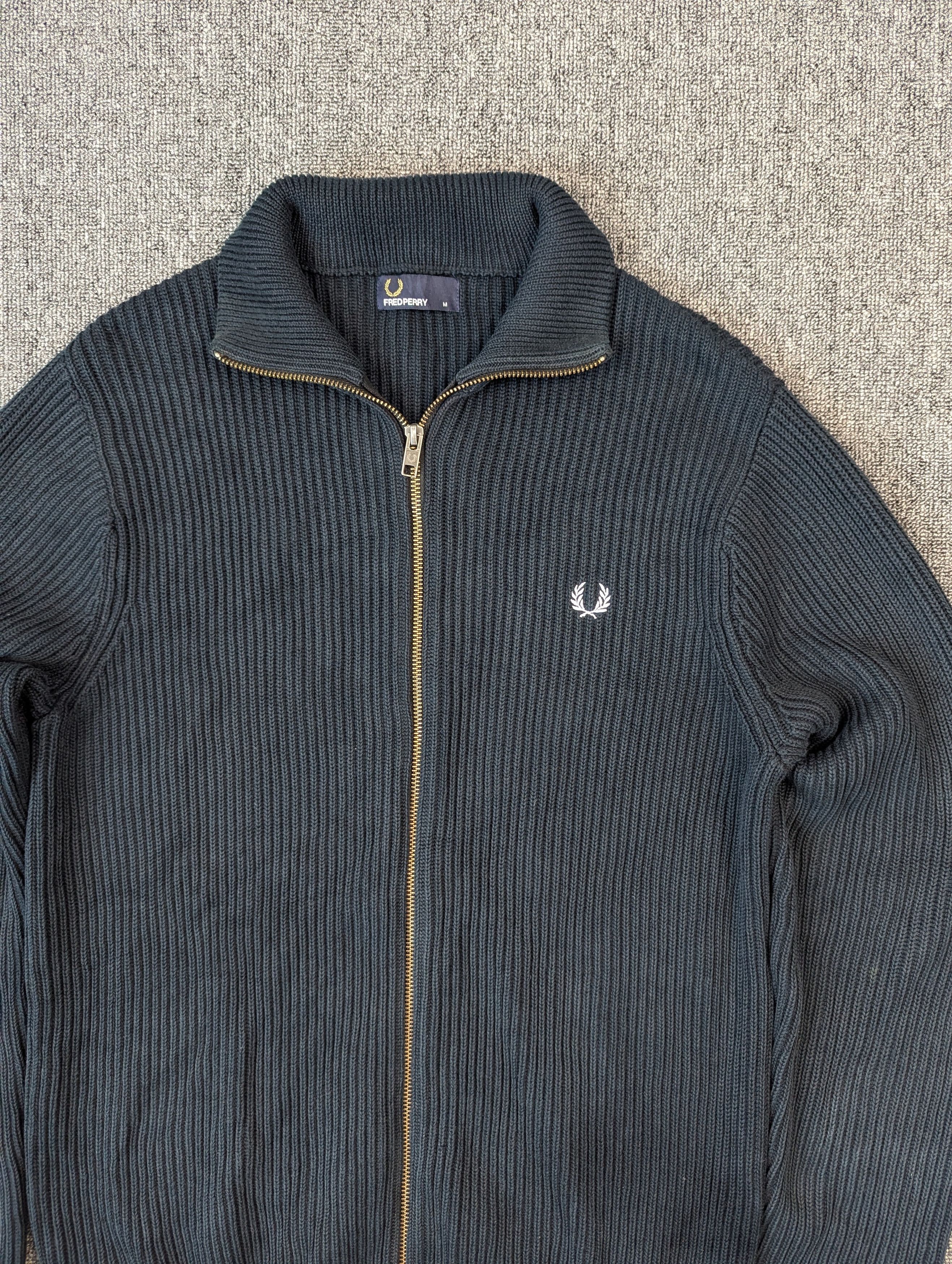 Fred Perry Fred Perry Knitted Full Zipper Sweater Dark Blue Size M Size US M / EU 48-50 / 2 - 2 Thumbnail