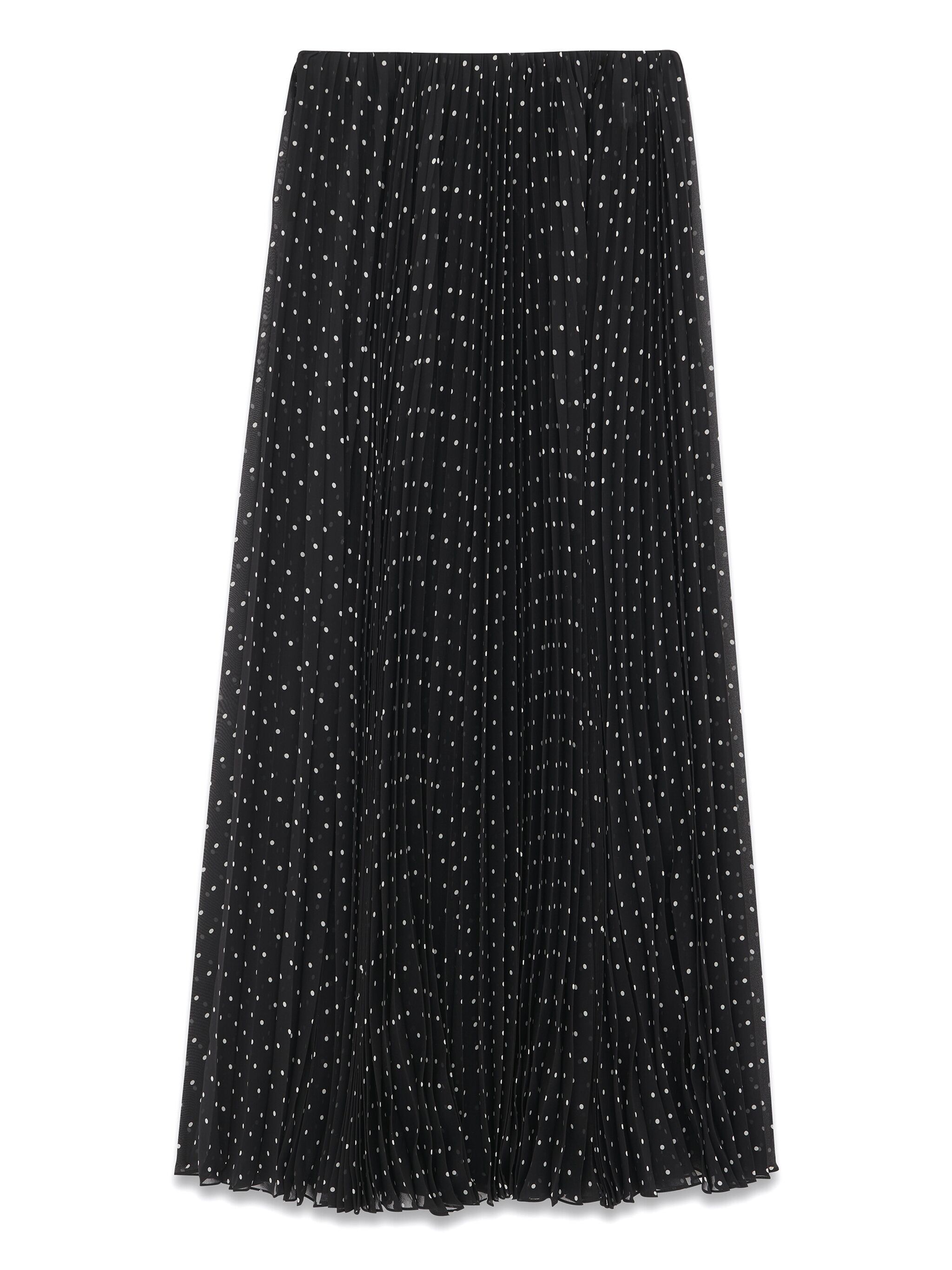 Saint Laurent Paris o1s1wg111124 Long Pleated Skirt Polka Silk in Black & White Size 27" / US 4 / IT 40 - 2 Thumbnail