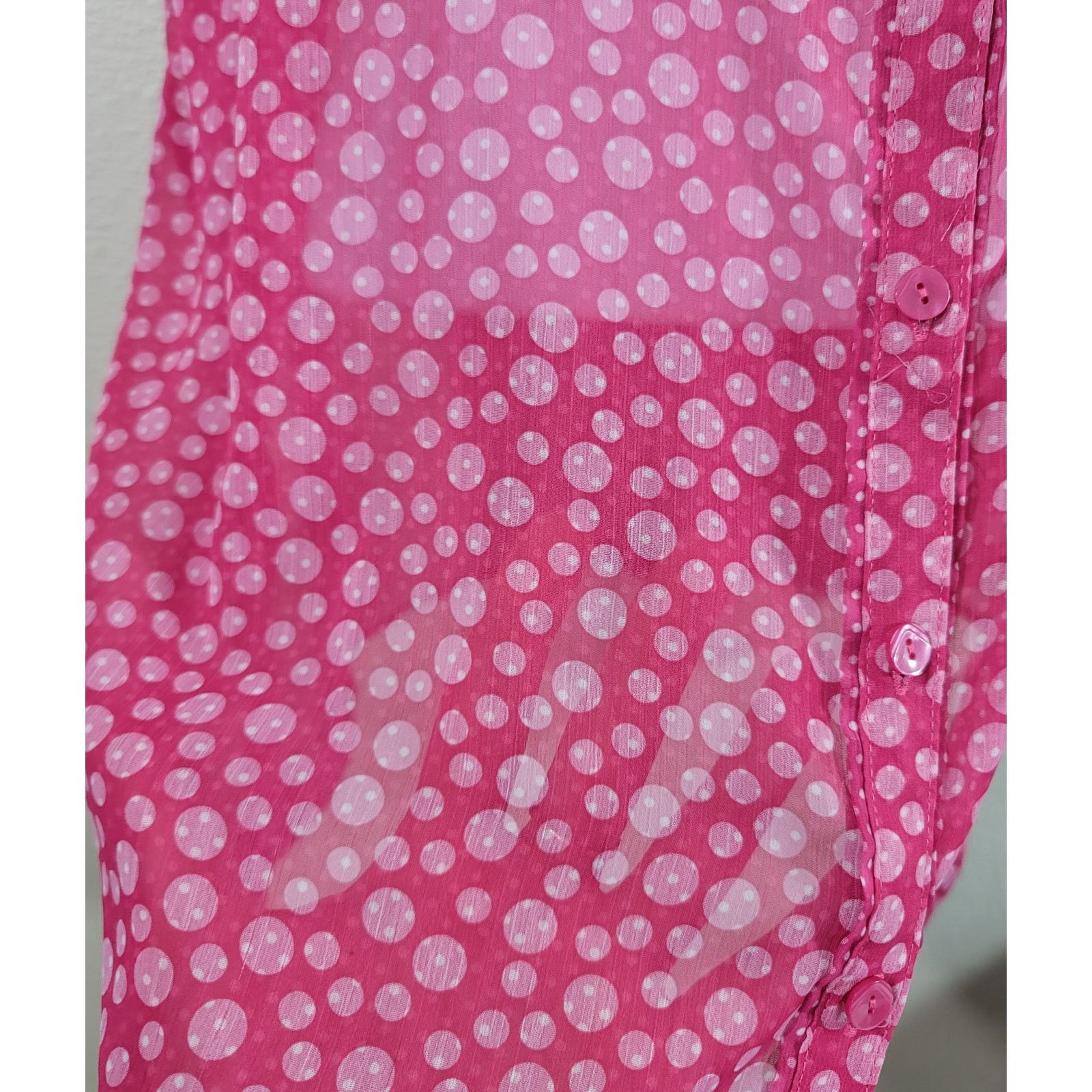 Other Dressbarn Pink Polka Dots Sleeveless Button Up Top 2X Plus Size XXL / US 16-18 / IT 52-54 - 5 Thumbnail