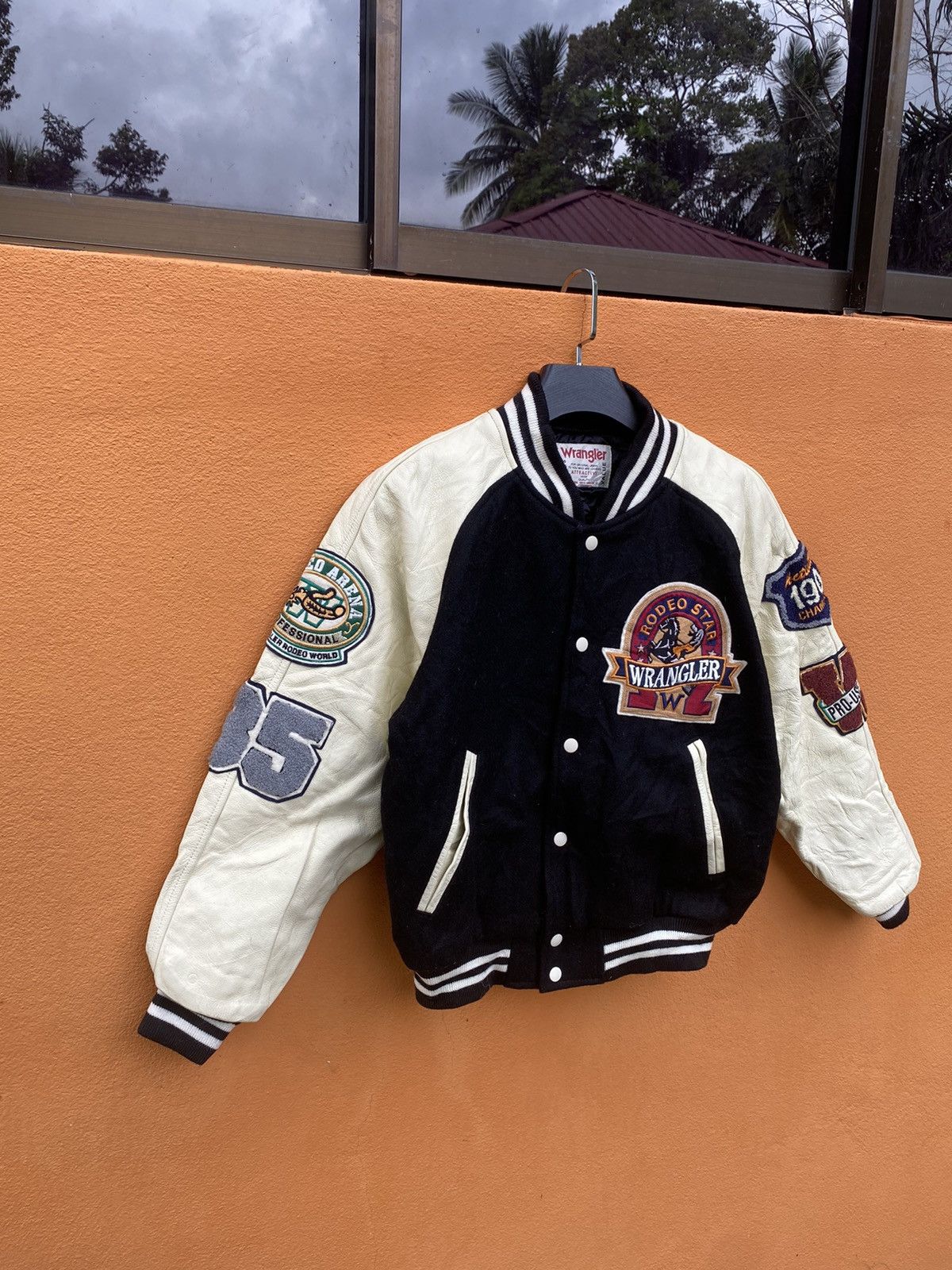 Vintage 90s WRANGLER Varsity leather jacket