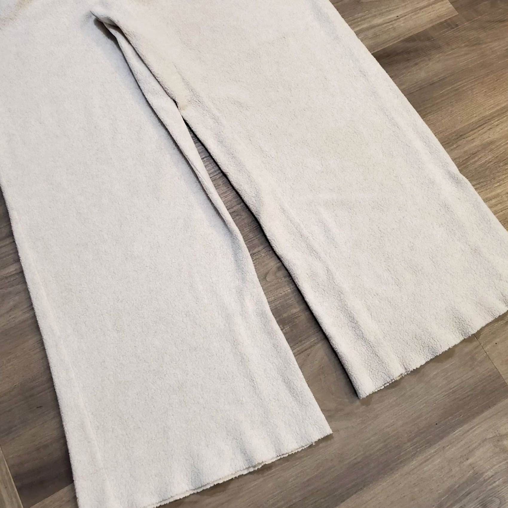 Vintage Aerie Womens L Ivory Relaxed Soft Terry Wide Leg Jogger Pants Lounge Wide-Leg Pants Casual Girls? Size 36" / US 14 / IT 50 - 5 Thumbnail