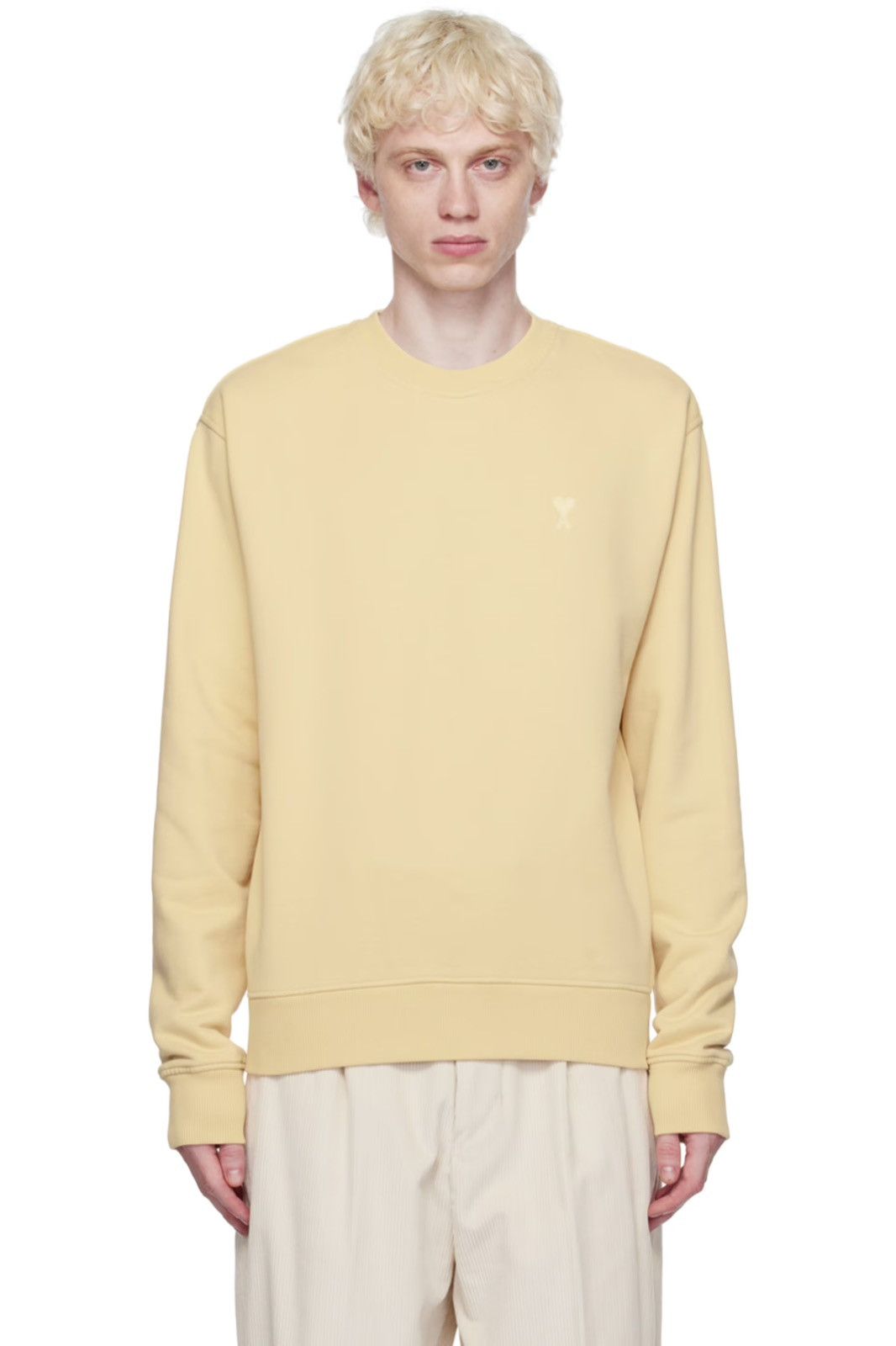 AMI NEW L Beige Vanilla Ami de Cœur Logo Classic Sweat-shirt Size US L / EU 52-54 / 3 - 1 Thumbnail