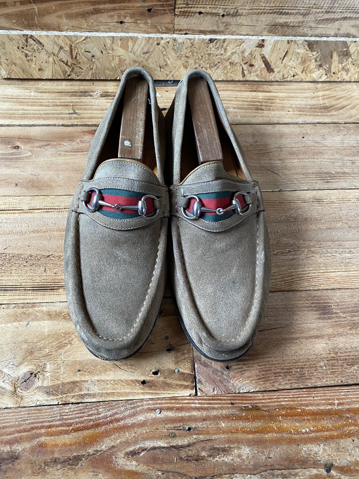 Gucci Gucci horsebit 3 stripes suede gray loafers sz uk 11D Size US 12 / EU 45 - 1 Thumbnail