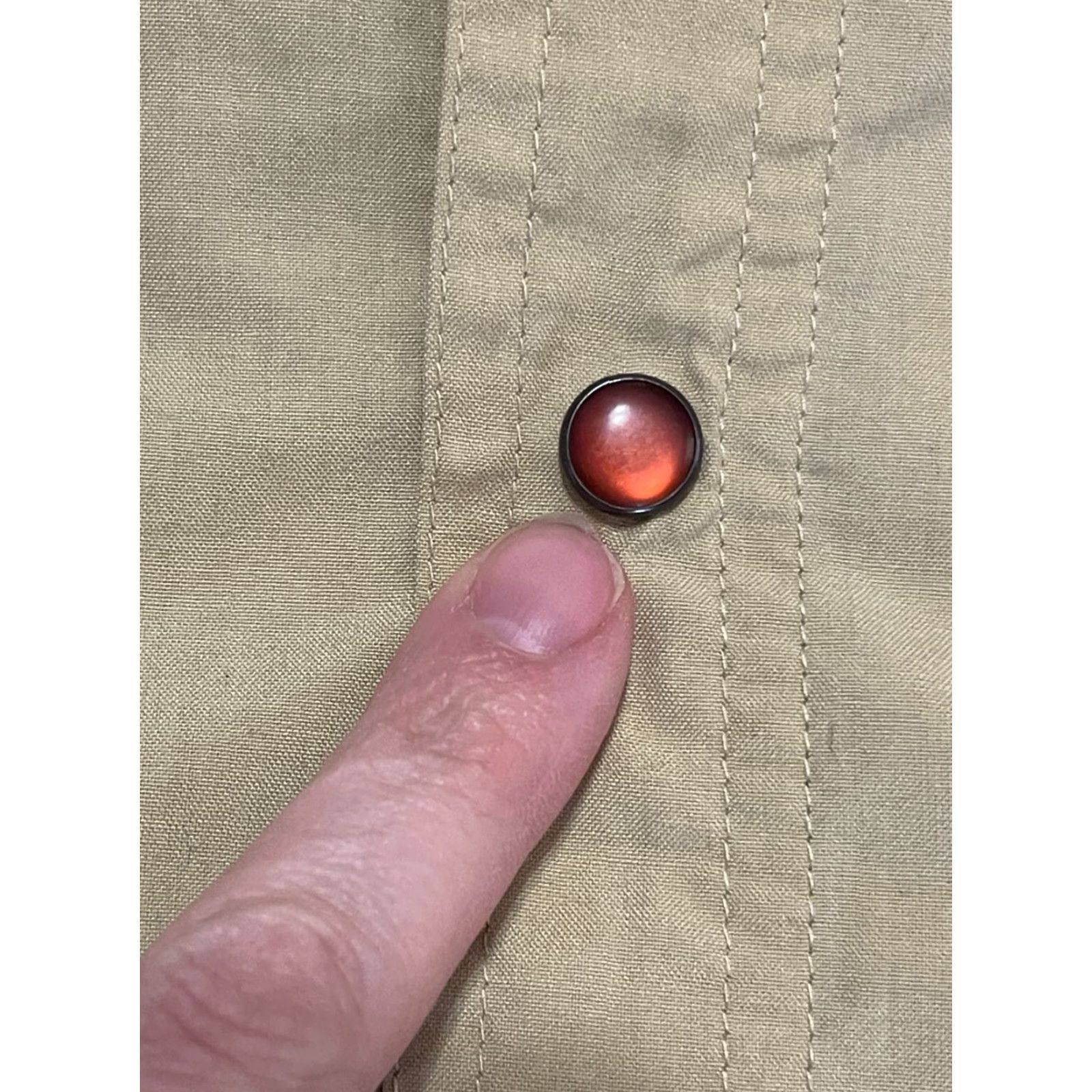 Vintage Thormx Shirt Mens Large Tan Button Up Long Sleeve Front Pockets Brown Solid Front Pockets Size US L / EU 52-54 / 3 - 5 Thumbnail