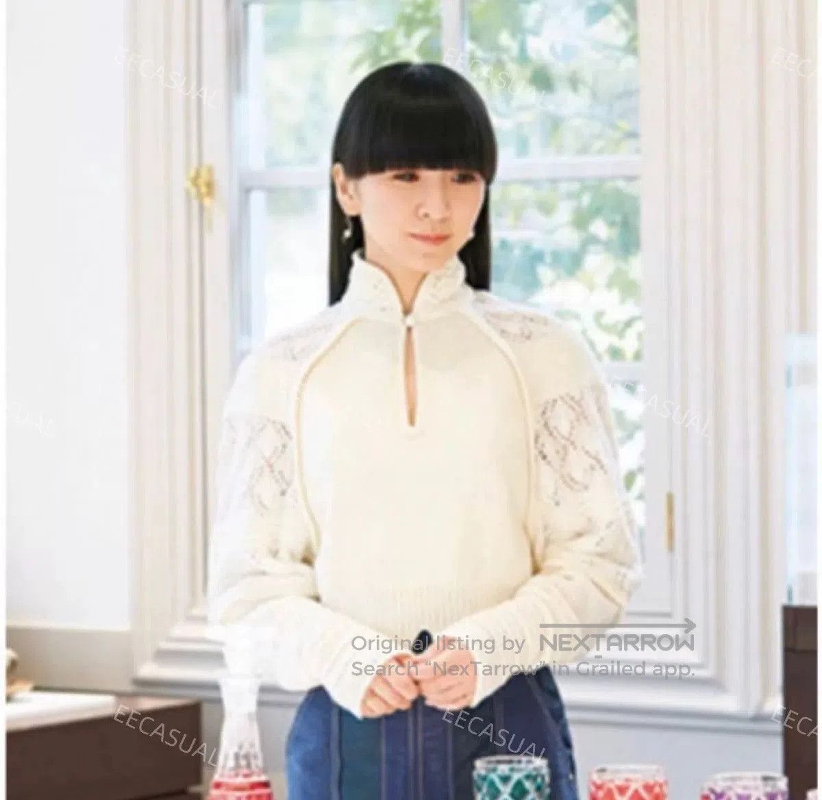 Other Mame Kurogouchi White High Neck Sweater. Size M / US 6-8 / IT 42-44 - 3 Thumbnail