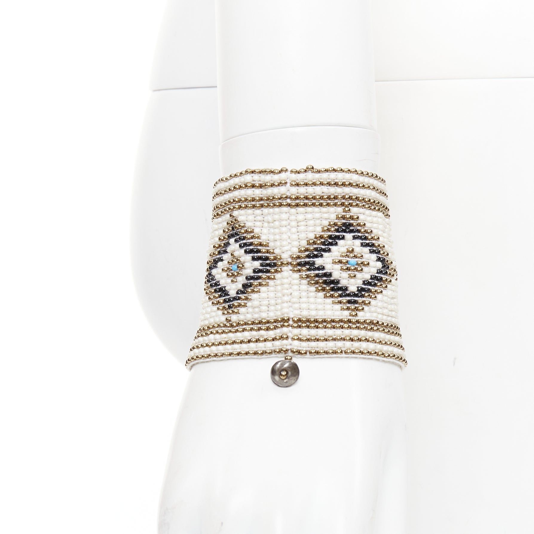Saint Laurent Paris rare SAINT LAURENT Hedi Slimane Hippie Miyuki ethnic bead elastic cuff bracelet Size ONE SIZE - 1 Thumbnail