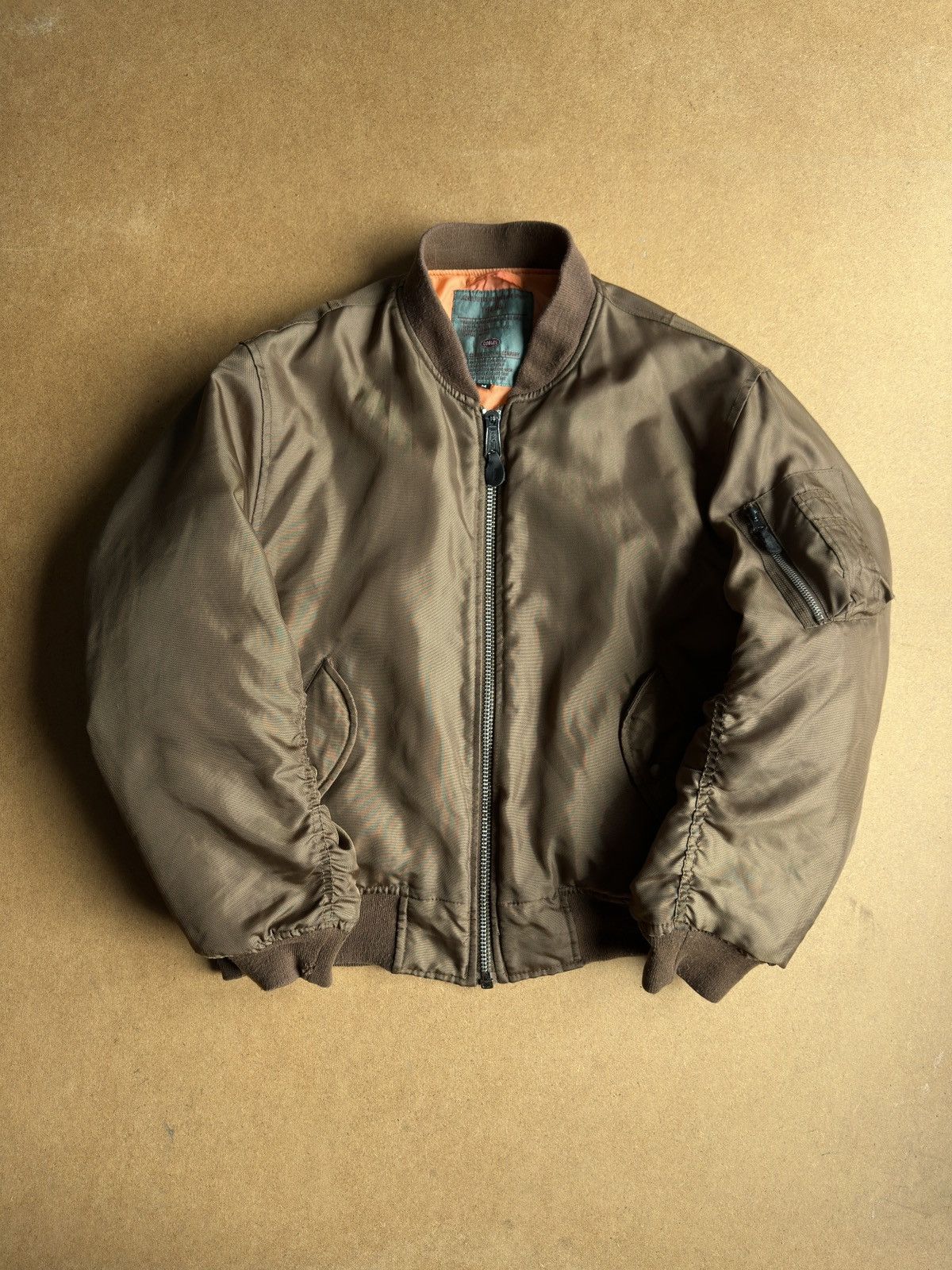 Vintage MA-1 Flight Bomber Jacket USA Orange Lining Cobles
