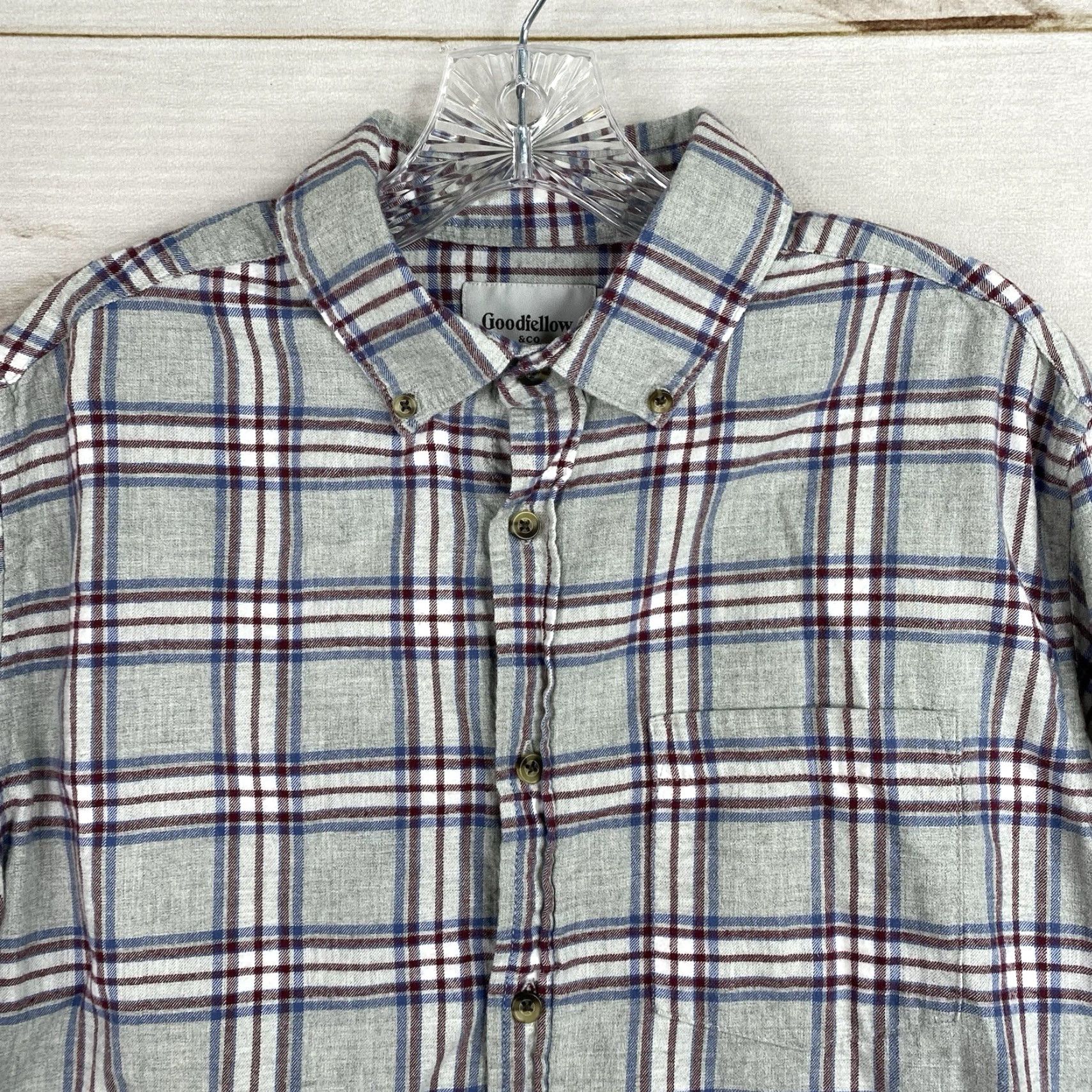 Vintage Goodfellow & Co Flannel Shirt Mens M Gray Plaid Cotton Button-Up Casual Winter Fall Size US M / EU 48-50 / 2 - 2 Thumbnail