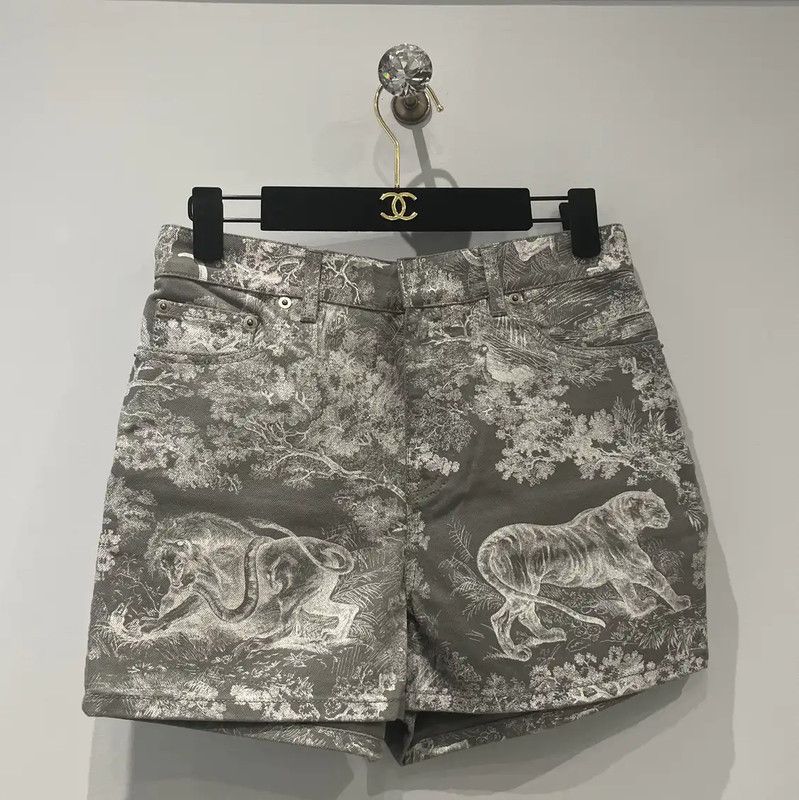 Dior Dior Gray Cotton Pattern Women's Shorts 0089 Size 26" / US 2 / IT 38 - 1 Thumbnail