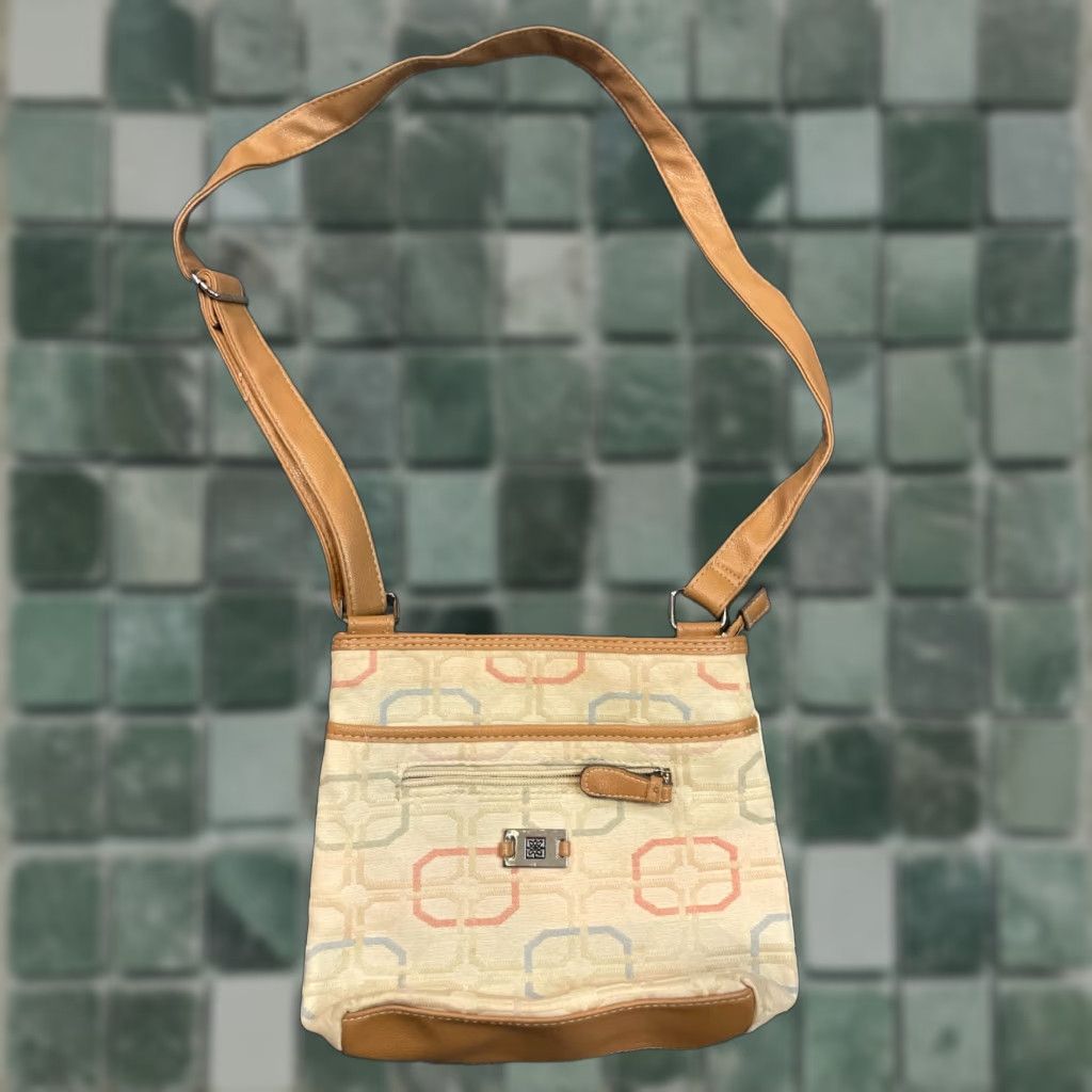 Vintage ROSETTI Purse Handbag Shoulder Bag Medium Almond Cotton Polyester Women 9.5" x 8.5" Zip Magnet Pockets Zippers Size ONE SIZE - 1 Thumbnail
