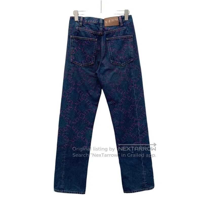 Valentino Valentino Blue logo monogram print cotton casual jeans Size US 27 - 2 Thumbnail