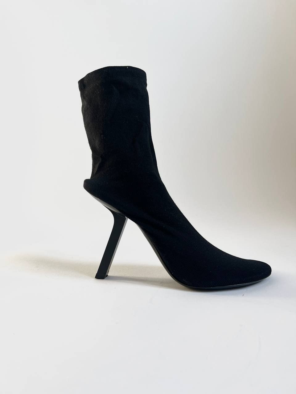 Balenciaga BALENCIAGA Black Stretch Heeled Sock Boots Size US 7.5 / IT 37.5 - 1 Thumbnail