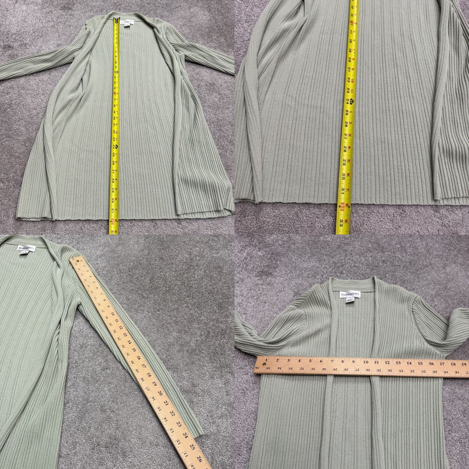 Bloomingdale's VINTAGE Bloomingdale's 90s Open Cardigan Sweater Womens Small Sage Green Classic Lightweight Size S / US 4 / IT 40 - 8 Thumbnail