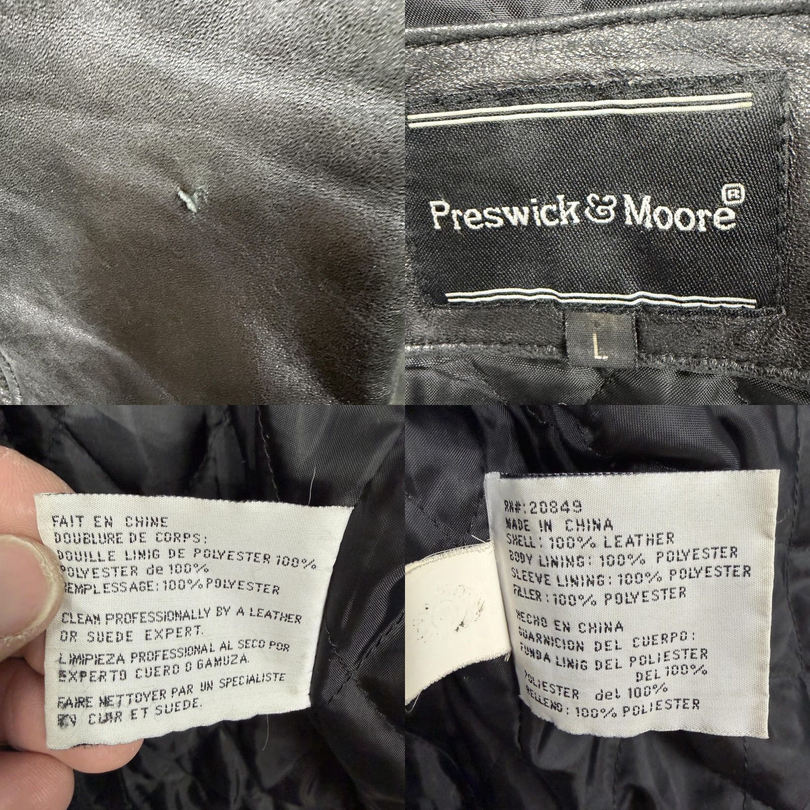 Vintage VTG 90s Preswick & Moore Leather Jacket Mens L Black Biker Streetwear Motorcycle Shirt Coat Jacket Size US L / EU 52-54 / 3 - 8 Thumbnail