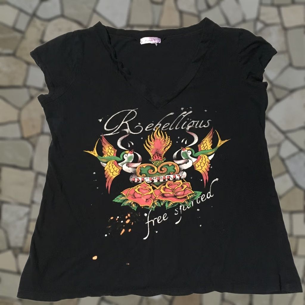 Vintage Rebellious graphic top XL black women's forever free spirited ebellious stained Size XL / US 12-14 / IT 48-50 - 1 Thumbnail
