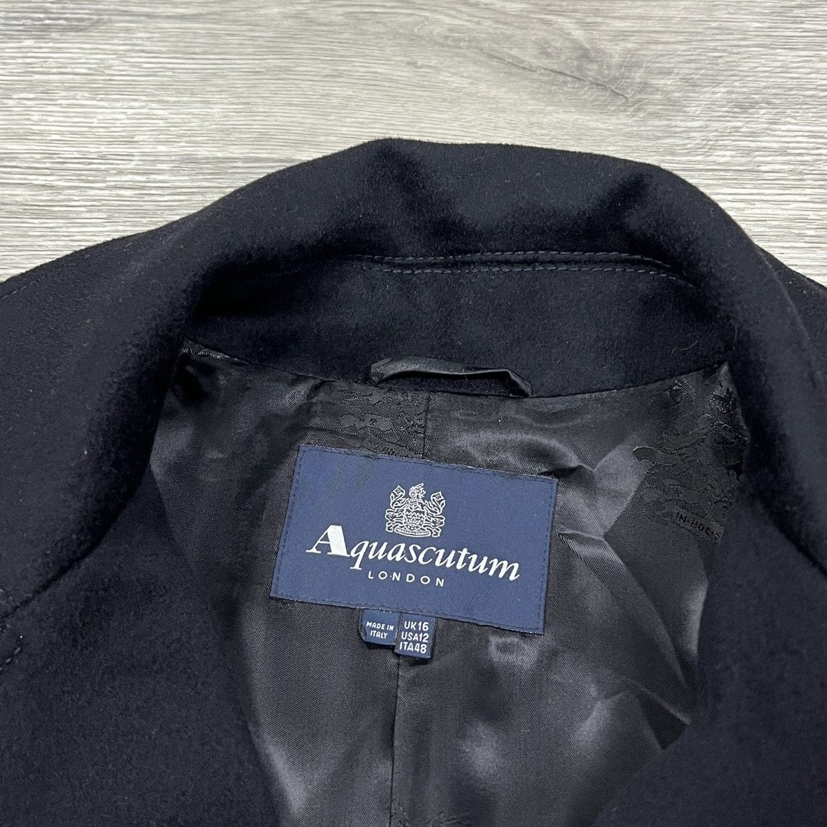 Aquascutum Aquascutum Black Double Breasted Wool Peacoat Jacket Size XL / US 12-14 / IT 48-50 - 3 Thumbnail