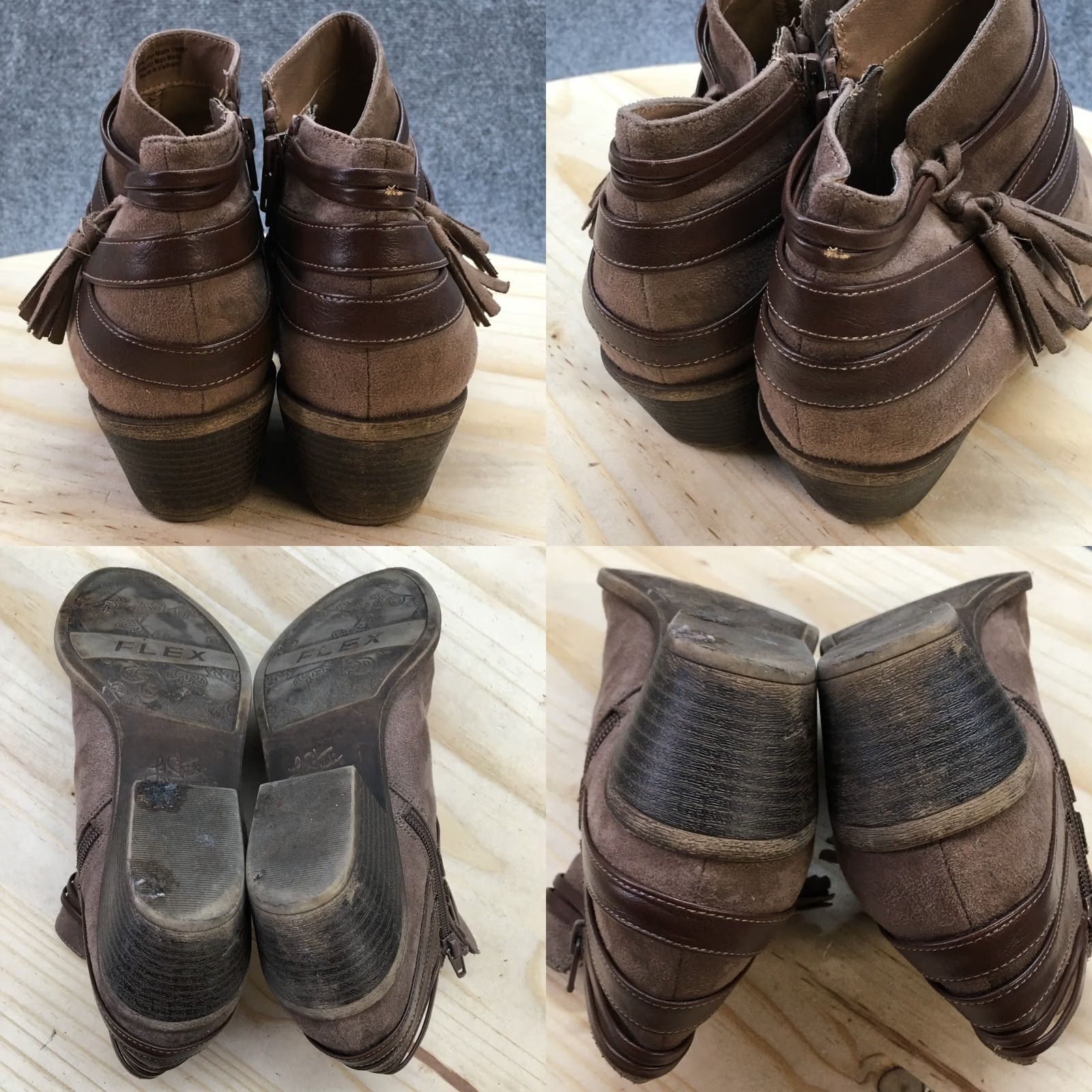 Vintage Life Stride Paloma Boots Womens 9.5 M Ankle Booties Brown Fabric Side Zip Boots Size US 10 / IT 40 - 8 Thumbnail