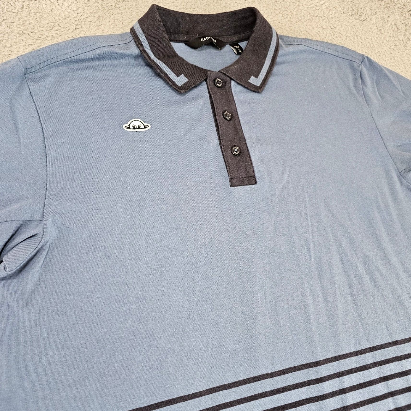 Vintage Radmor Polo Shirt Mens Size M Blue Striped Knit Golf Stretch Golfing Rugby Shirtossible? Size US M / EU 48-50 / 2 - 2 Thumbnail