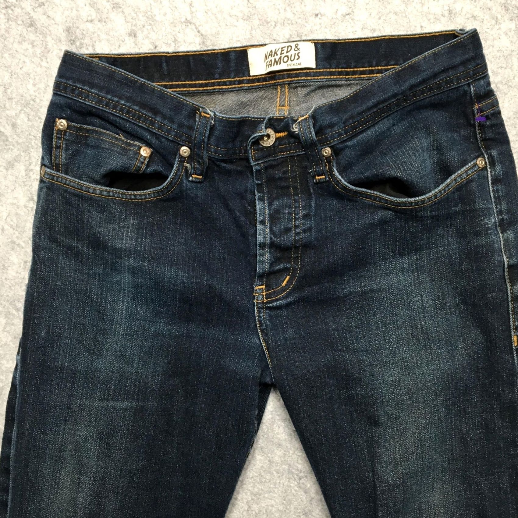 Vintage Naked & Famous Weird Guy Jeans Mens 32x32 Blue Stretch Selvedge Denim Pants Size US 32 / EU 48 - 6 Thumbnail