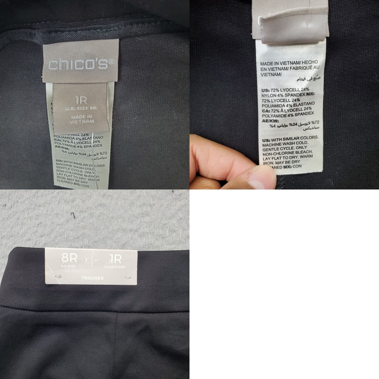 Vintage Chico's Trouser Pants Women 8 Black Ponte Stretch Relaxed Wide-Leg Pockets Pants Size 30" / US 8 / IT 44 - 8 Thumbnail