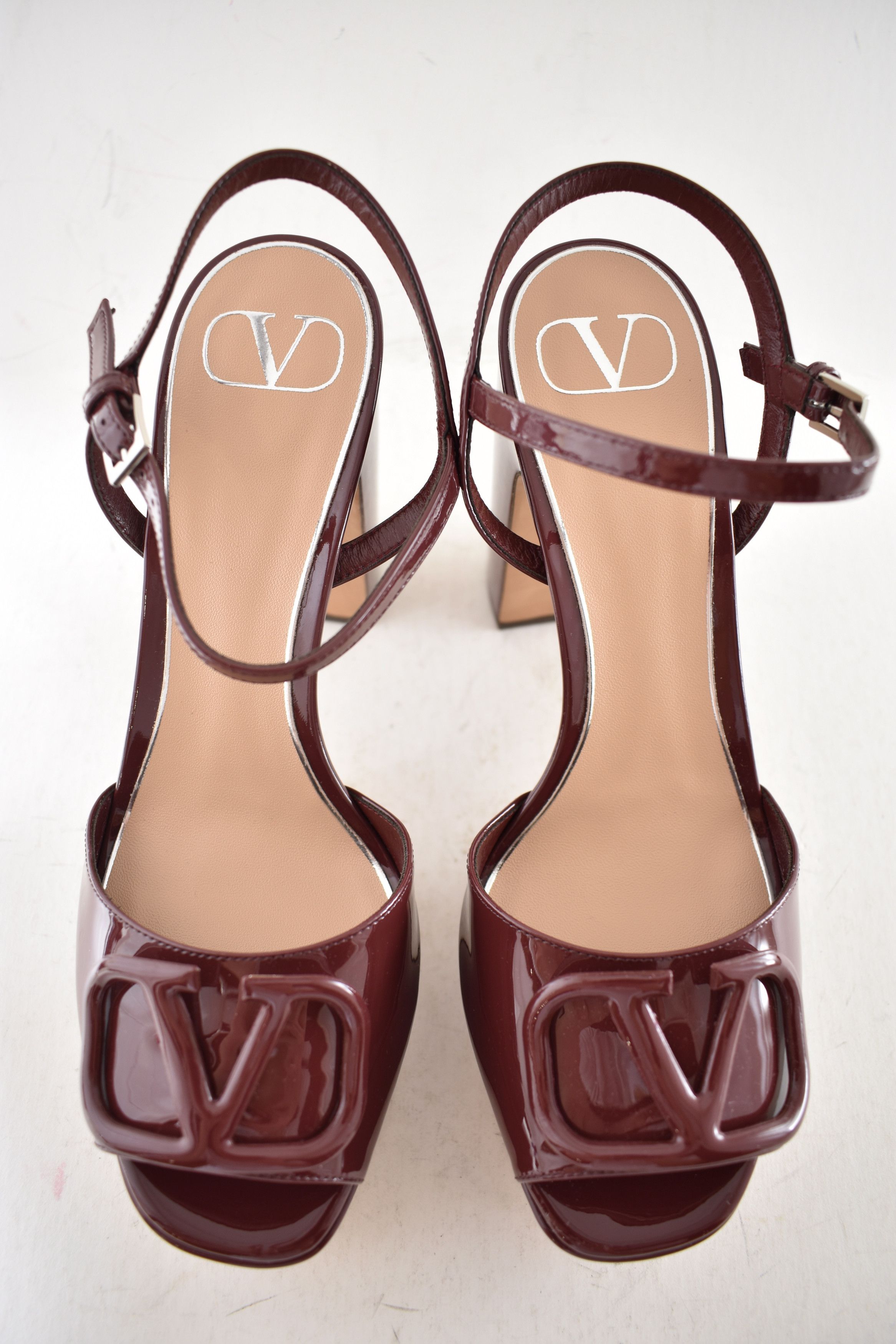 Valentino Valentino VLogo 115mm Burgundy Block Heel Platform Sandal 38 Size US 8 / IT 38 - 12 Thumbnail
