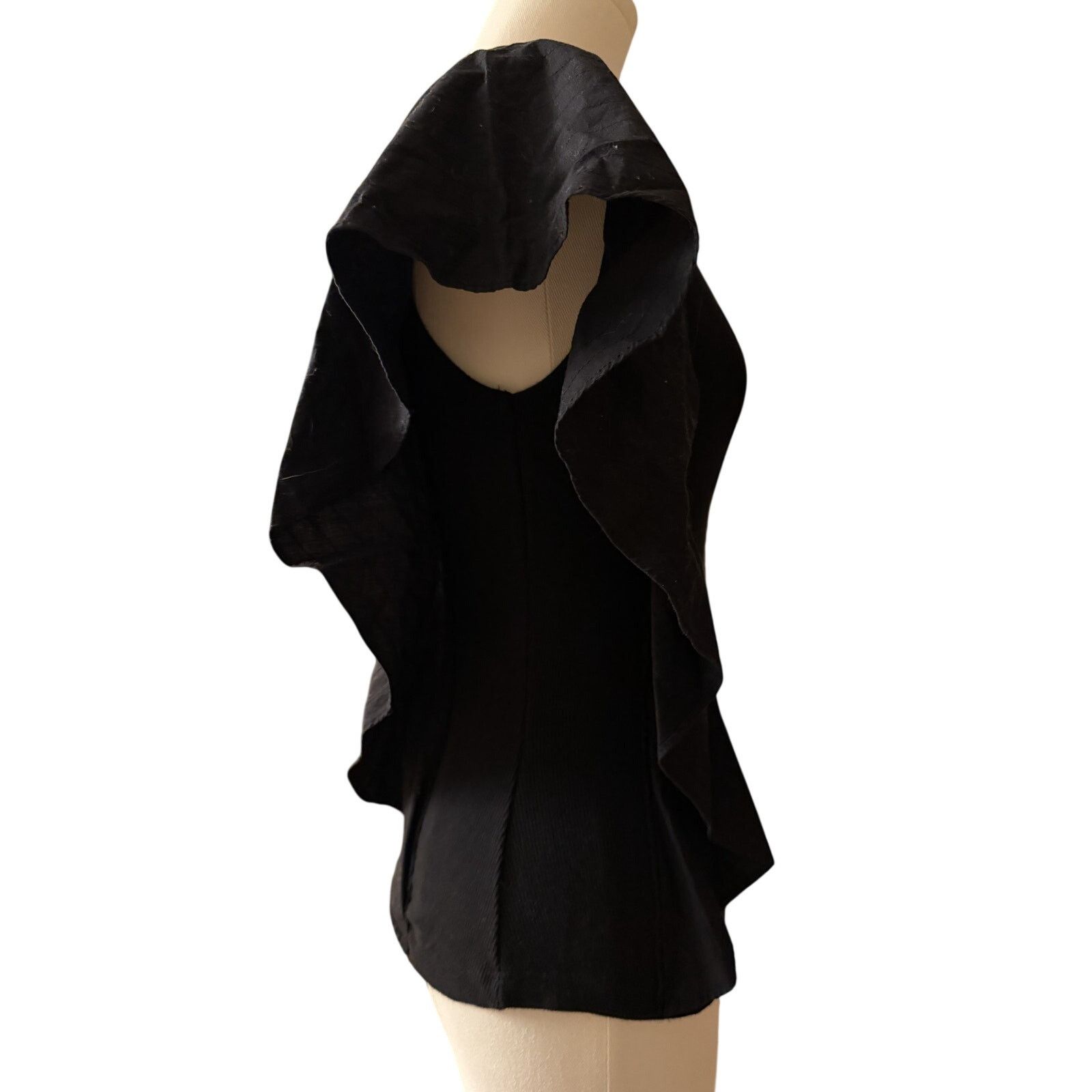 Anthropologie Anthropologie One Shoulder Ruffled Blouse in Black - X Small Size XS / US 0-2 / IT 36-38 - 14 Thumbnail