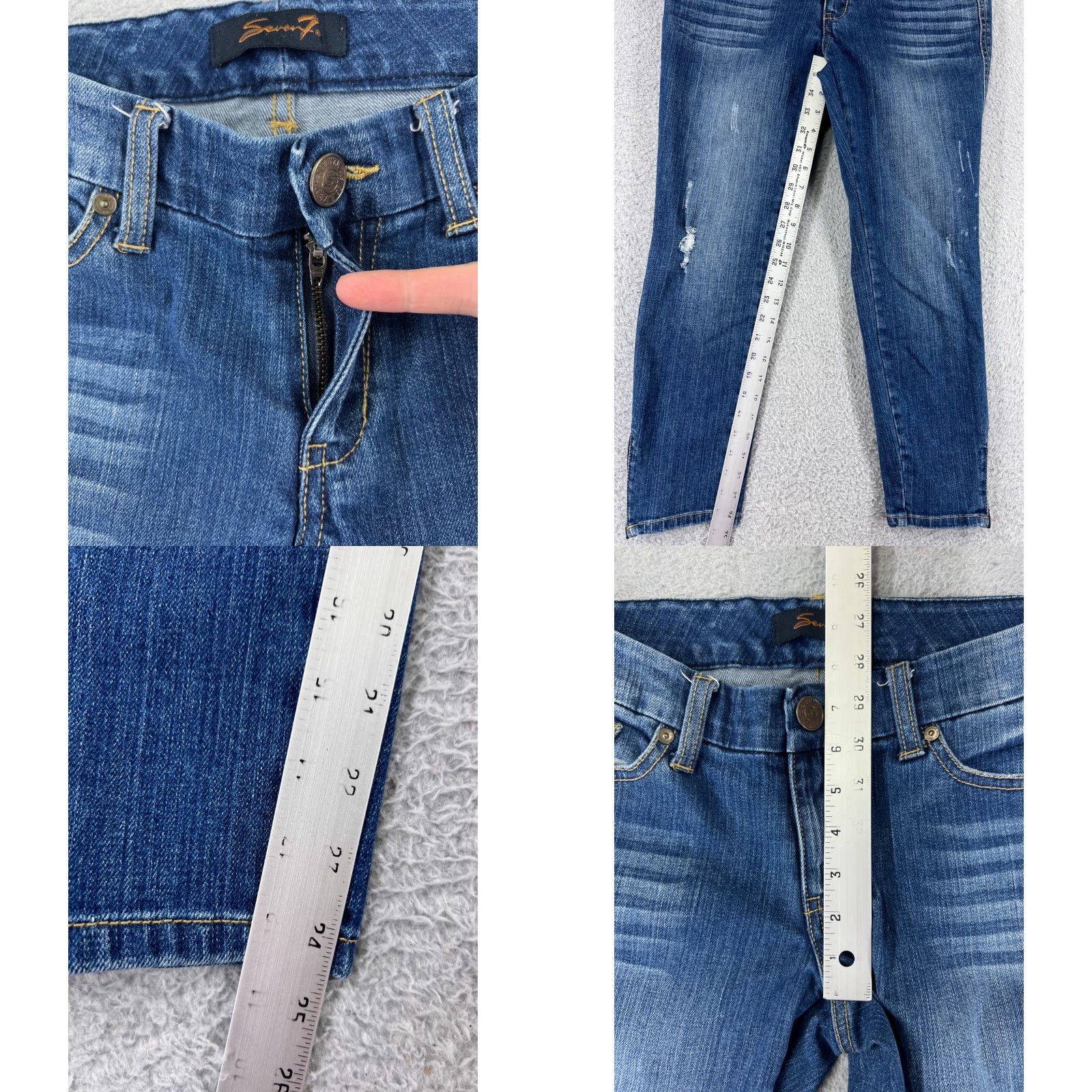 Vintage Seven7 Jeans Women 6 Blue Denim Skinny Distressed Ankle Zip - Regular Rise Cotton Blend 5-Pocket Denim Jeans Women XS-XL? Size 28" / US 6 / IT 42 - 8 Thumbnail