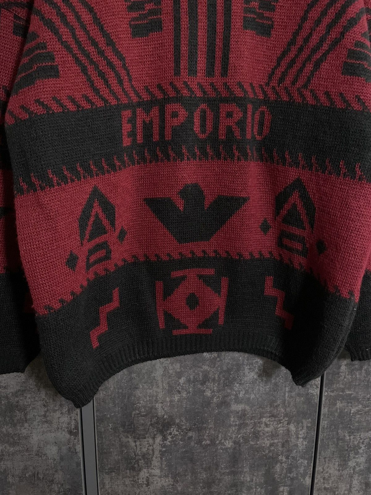 Emporio Armani Vintage 80s Aztec Emporio Armani Knit Sweater Hedi YSL RRL Size US L / EU 52-54 / 3 - 5 Thumbnail