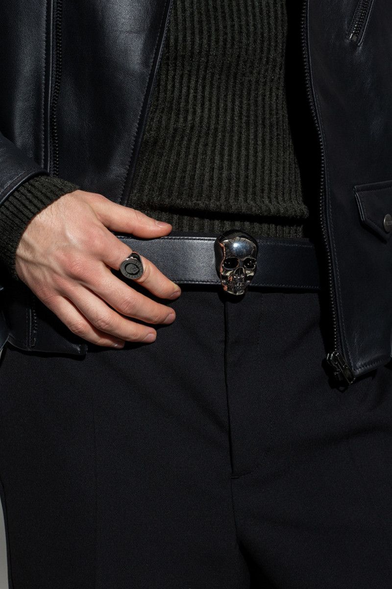 Alexander McQueen ALEXANDER MCQUEEN black 3D skull buckle reversible belt q Size 34 - 2 Thumbnail