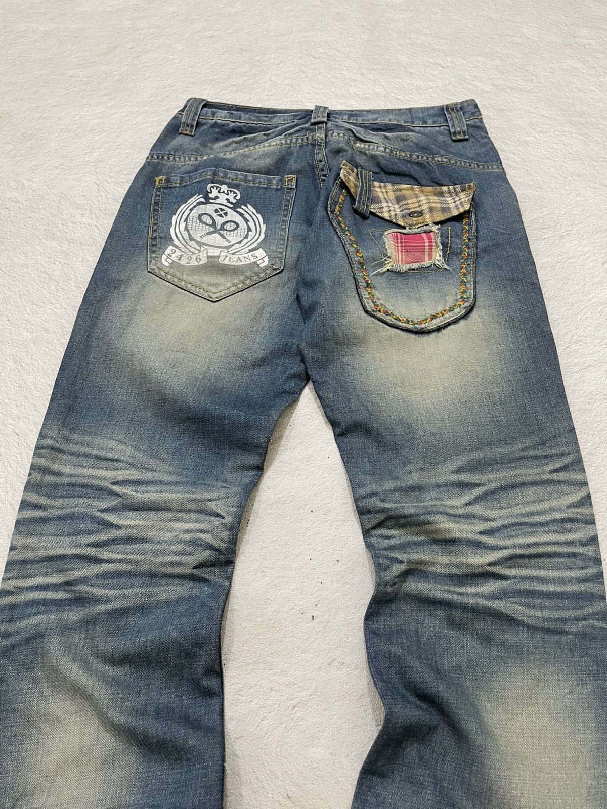 Japanese Brand 2000s Japan Faded Denim Embroidered Mudwash Y2K Size US 30 / EU 46 - 8 Thumbnail