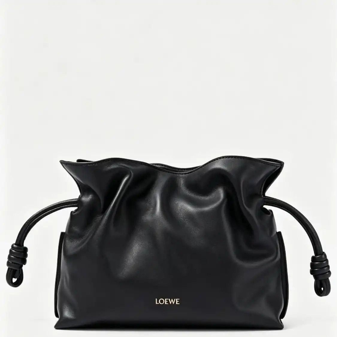 Loewe Flamenco Mini Black Cowhide Leather Shoulder Bag 2 Striped Detachable Stra, Women's