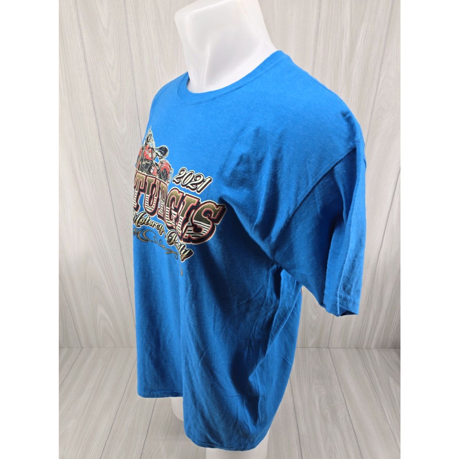 Fruit Of The Loom Sturgis 2021 Motorcycle Rally Blue Shirt Men’s Large 81st Graphic Print Cotton T-Shirt Size US L / EU 52-54 / 3 - 5 Thumbnail