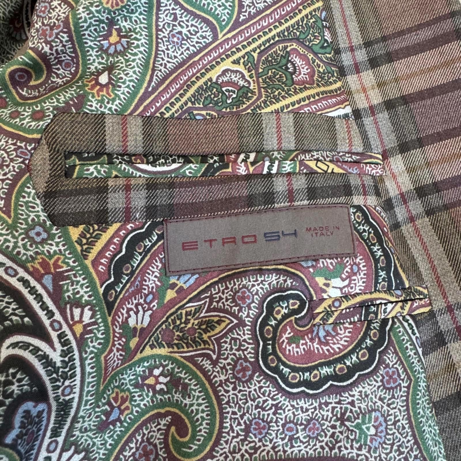Etro Etro 54 Men's Wool Plaid Blazer | Paisley Lining Size 44R - 3 Thumbnail
