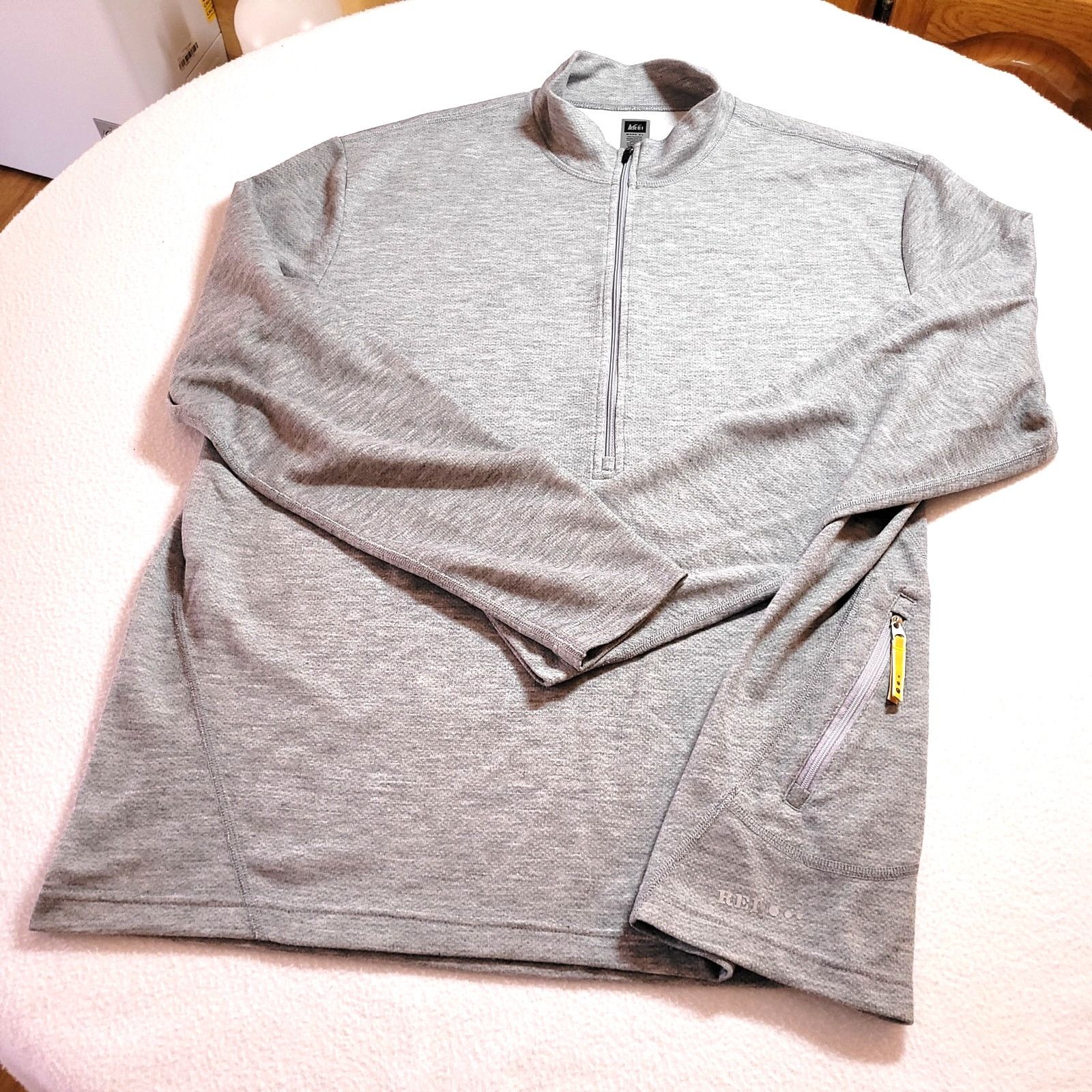 Rei REI Mens 1/4 Zip Pullover LS Top Sweatshirt XL Grey Pocket Size US XL / EU 56 / 4 - 7 Thumbnail