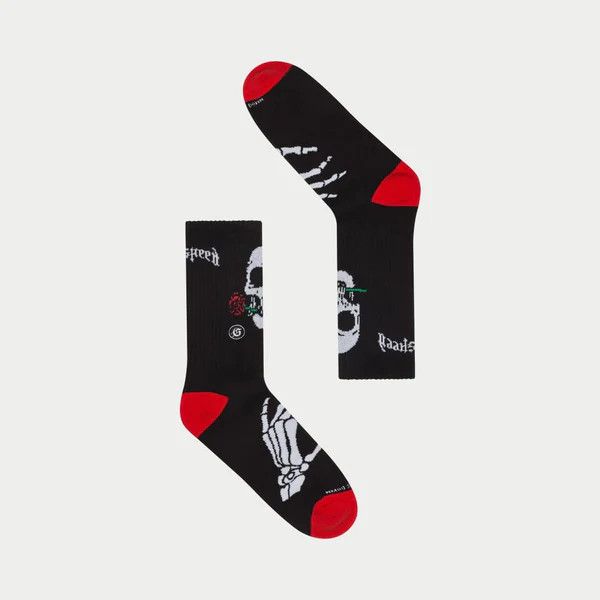 Godspeed Godspeed Skull & Roses Black & Red Socks Size ONE SIZE - 1 Preview