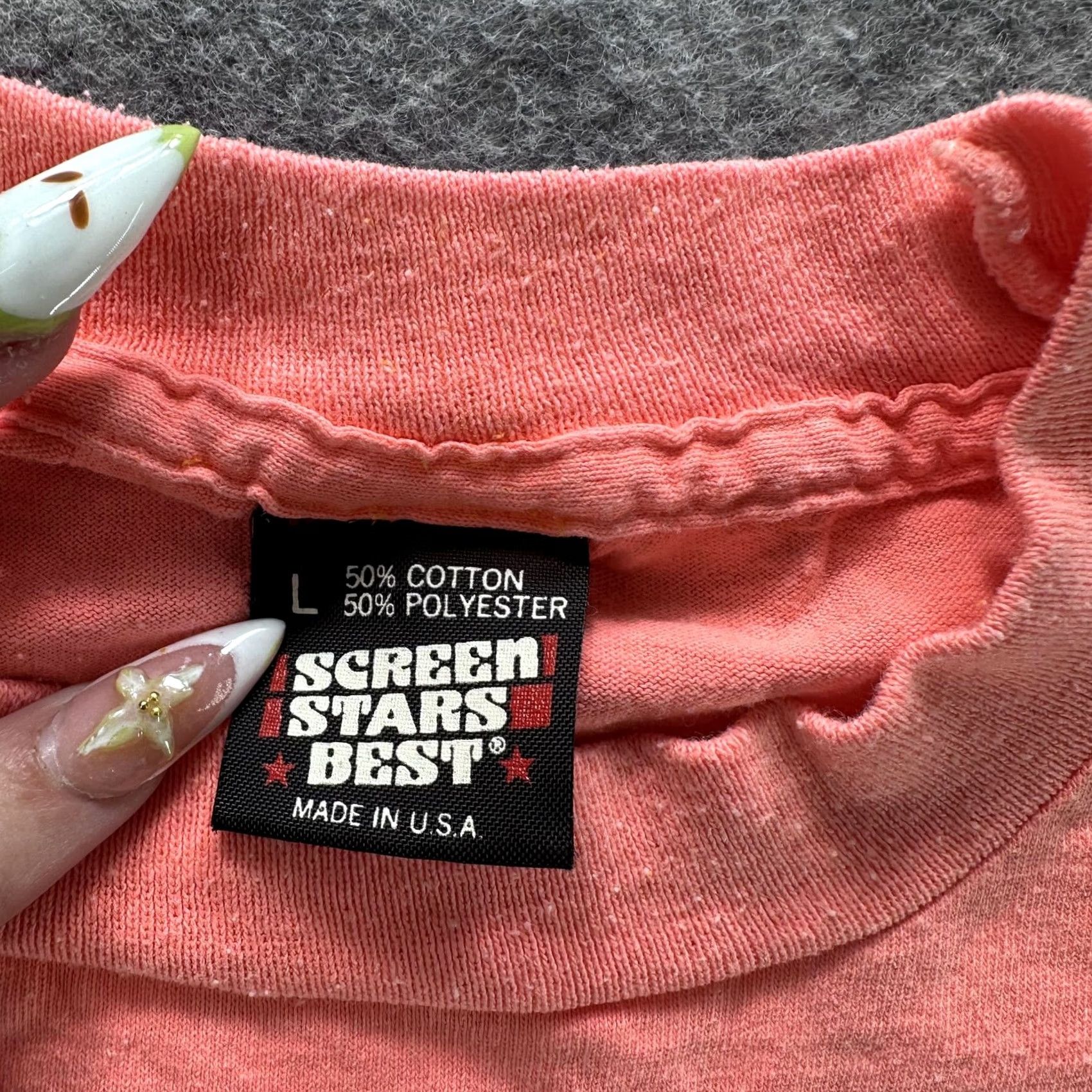 Vintage Screen Stars Best Shirt Mens L Pink Solid Crewneck Cotton Polyester Jersey T-Shirt Size US L / EU 52-54 / 3 - 4 Thumbnail