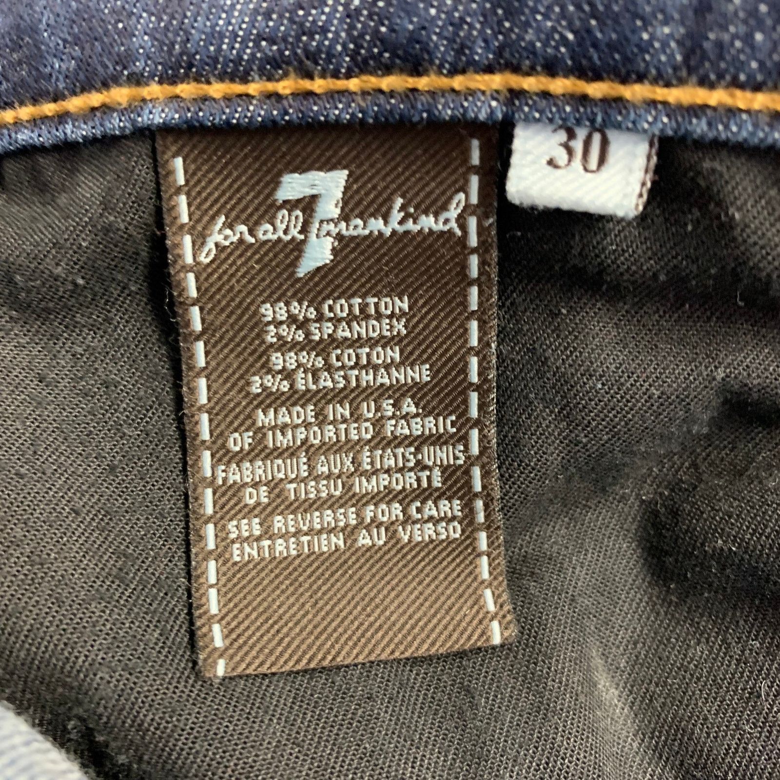 7 For All Mankind 7 FOR ALL MANKIND 30 Paxtyn Indigo Wash Denim Zip Fly Jeans Size US 30 / EU 46 - 7 Thumbnail