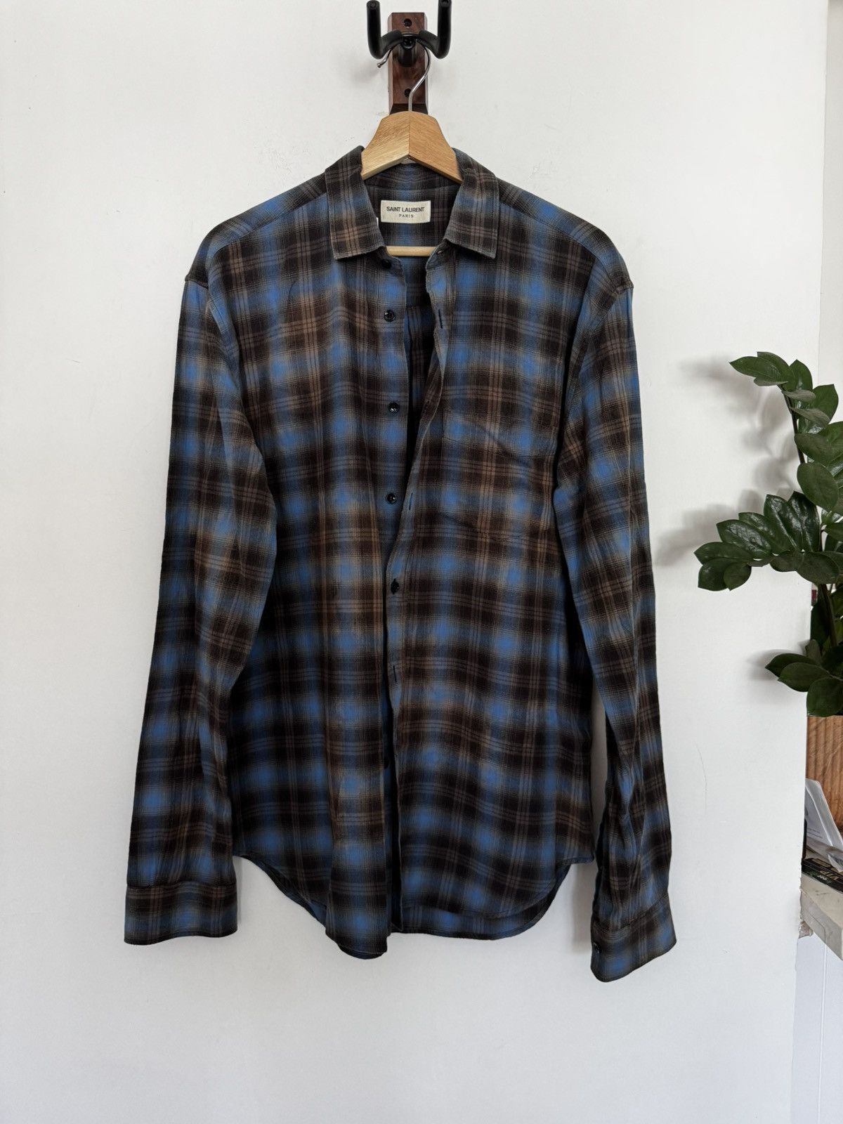 Saint Laurent Paris Surf Sound Blue Ss16 Hedi Flannel Size US XL / EU 56 / 4 - 1 Thumbnail